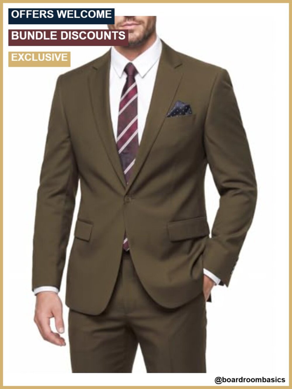 Men's Slim Fit 2-Piece Suit Set with Tie & Pocket Square